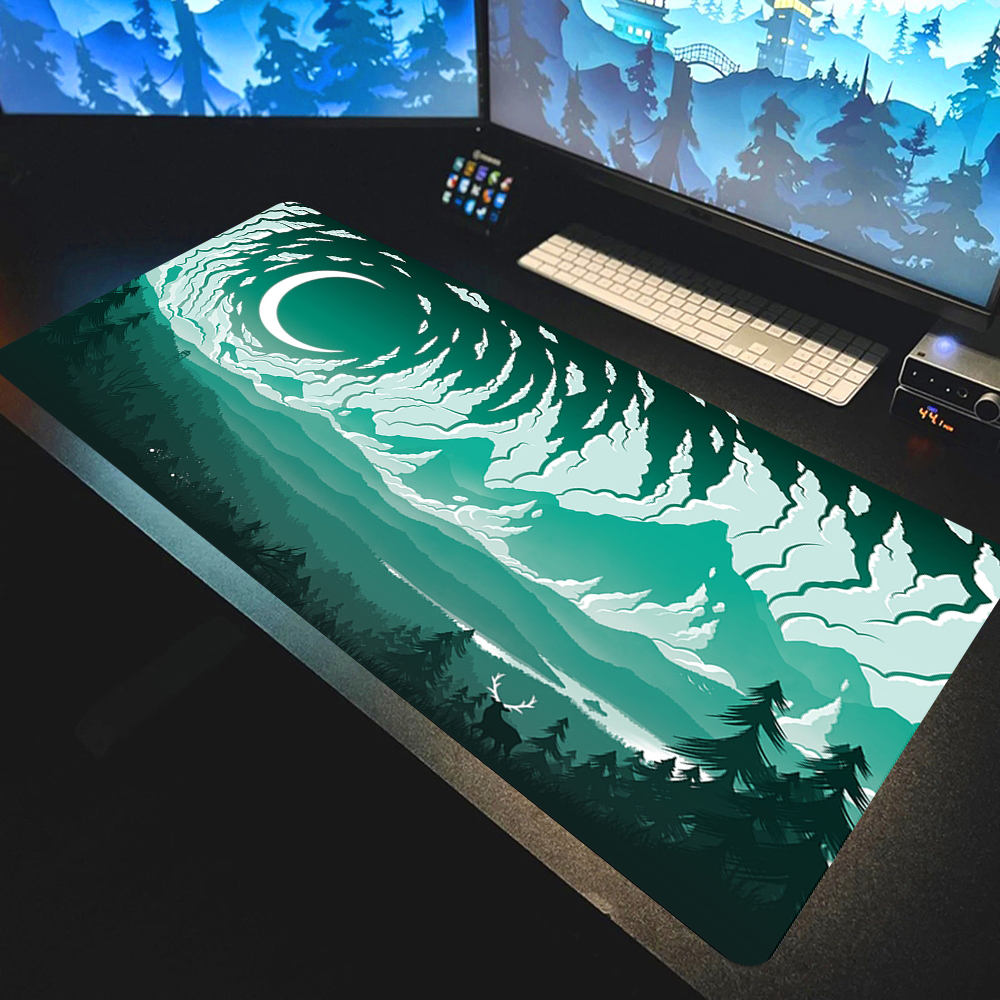 Desk Setup Art - Moon and Stars Large Desk Mat