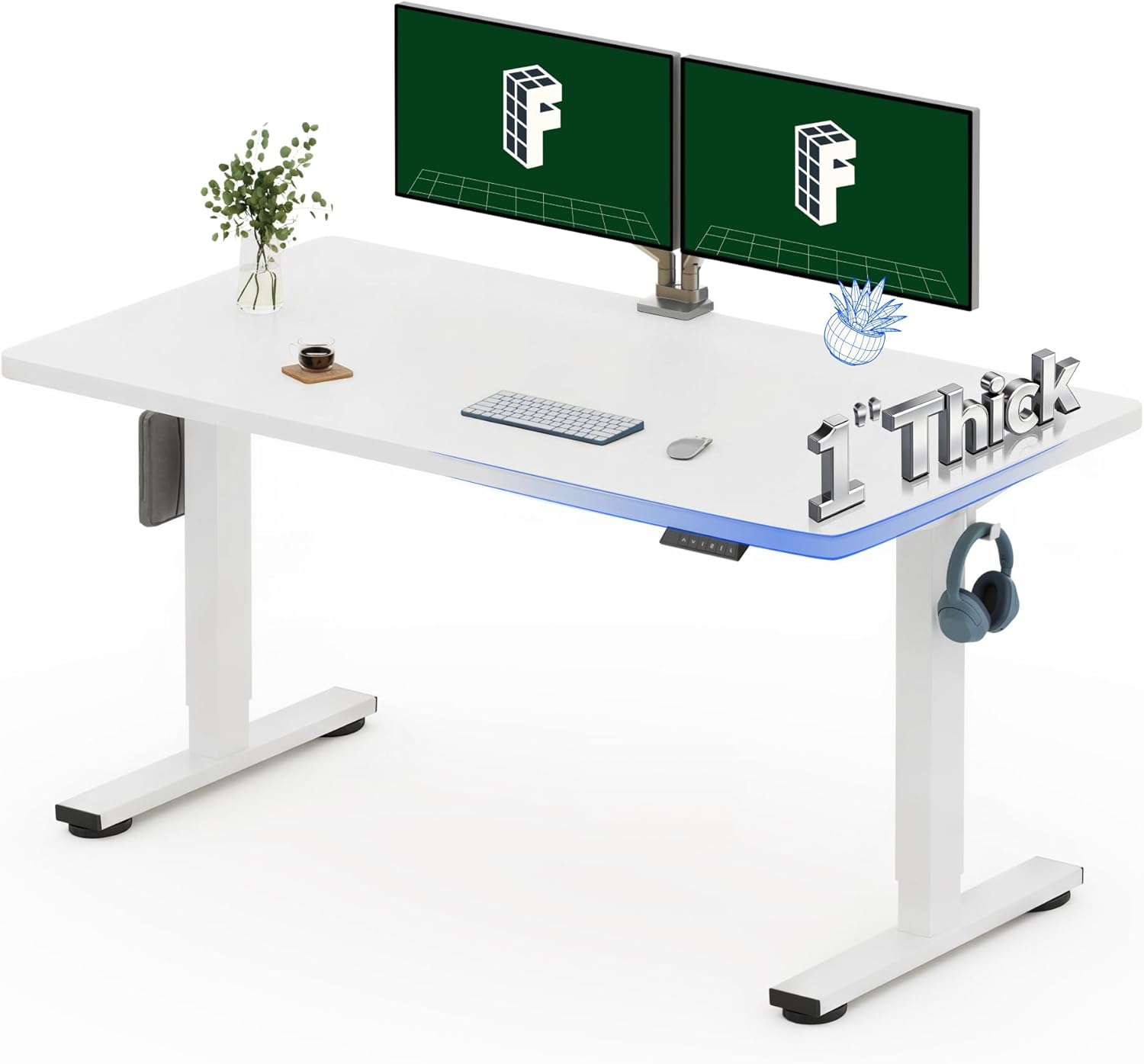 Desk Setup One Monitor - Electric Standing Desk 55 x 28