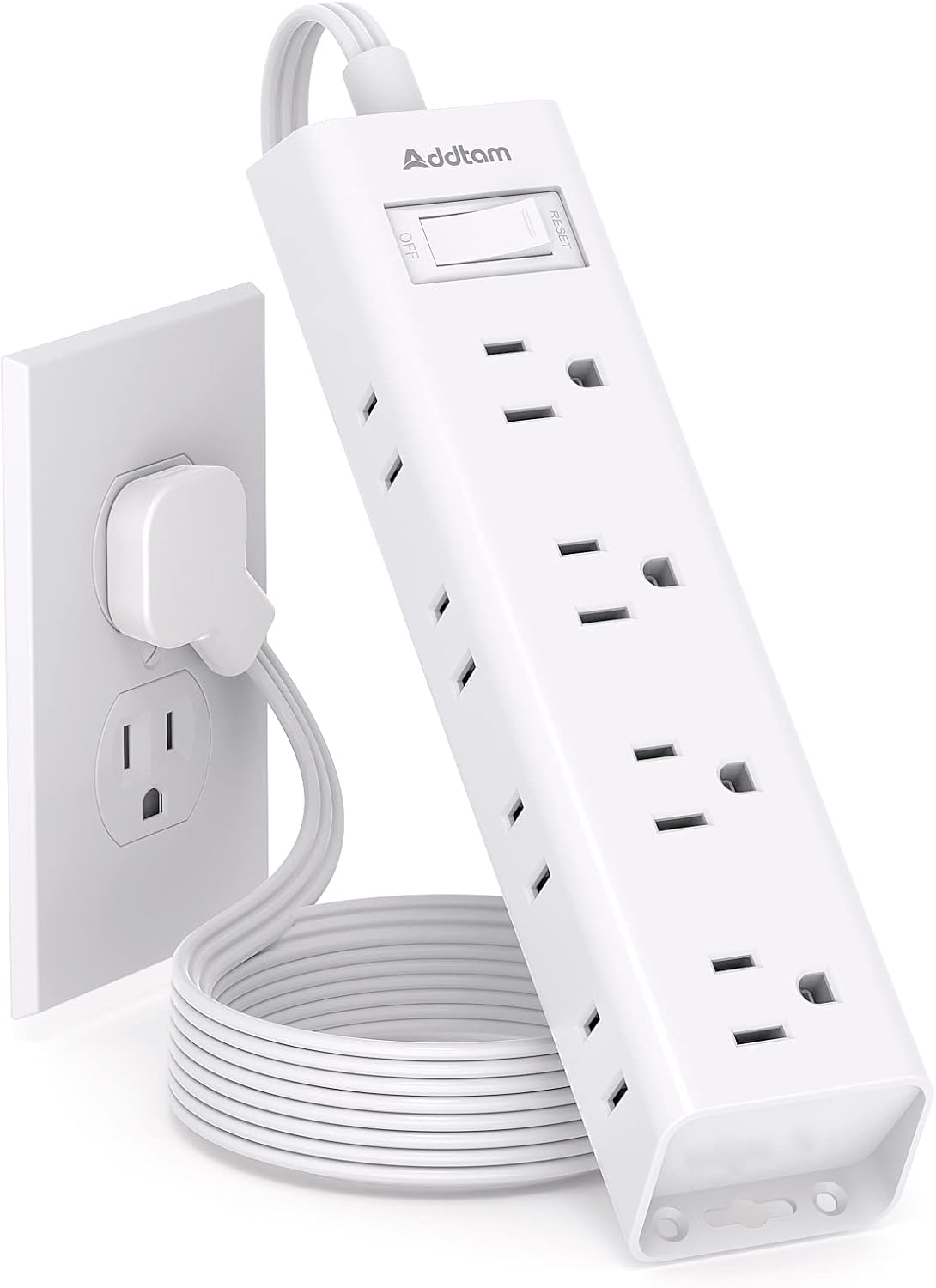 Power Strip Flat - 12 Outlet Flat Plug Power Strip,