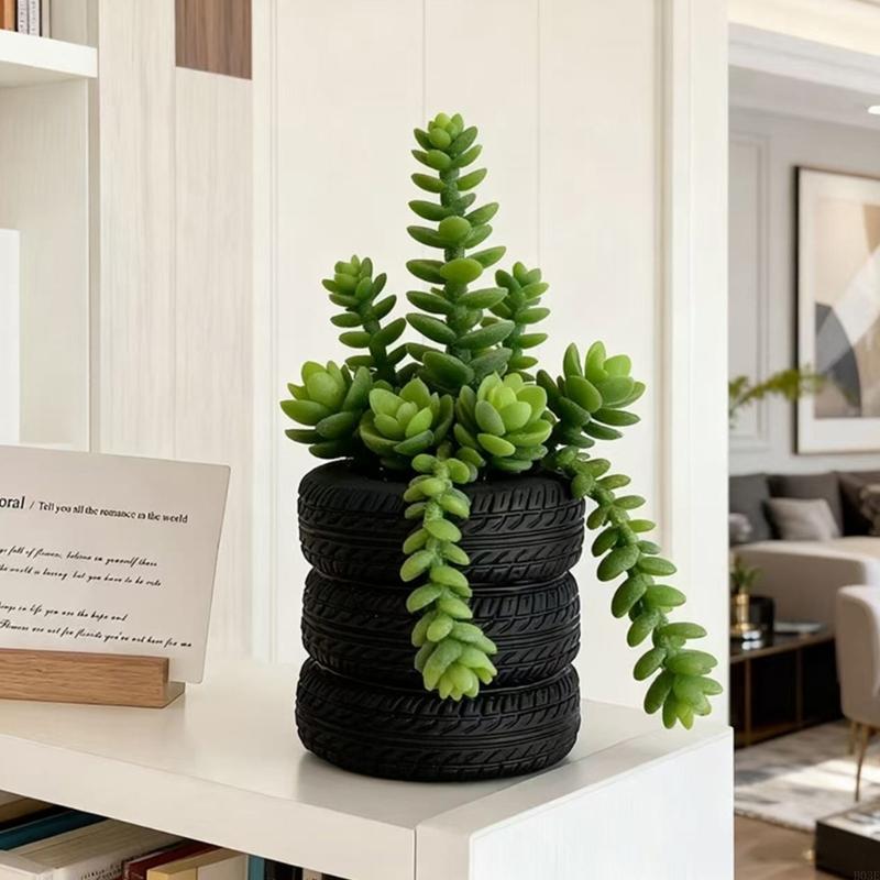 Plant Pot Small Desk - Creative Tire Resin Flower Pot for
