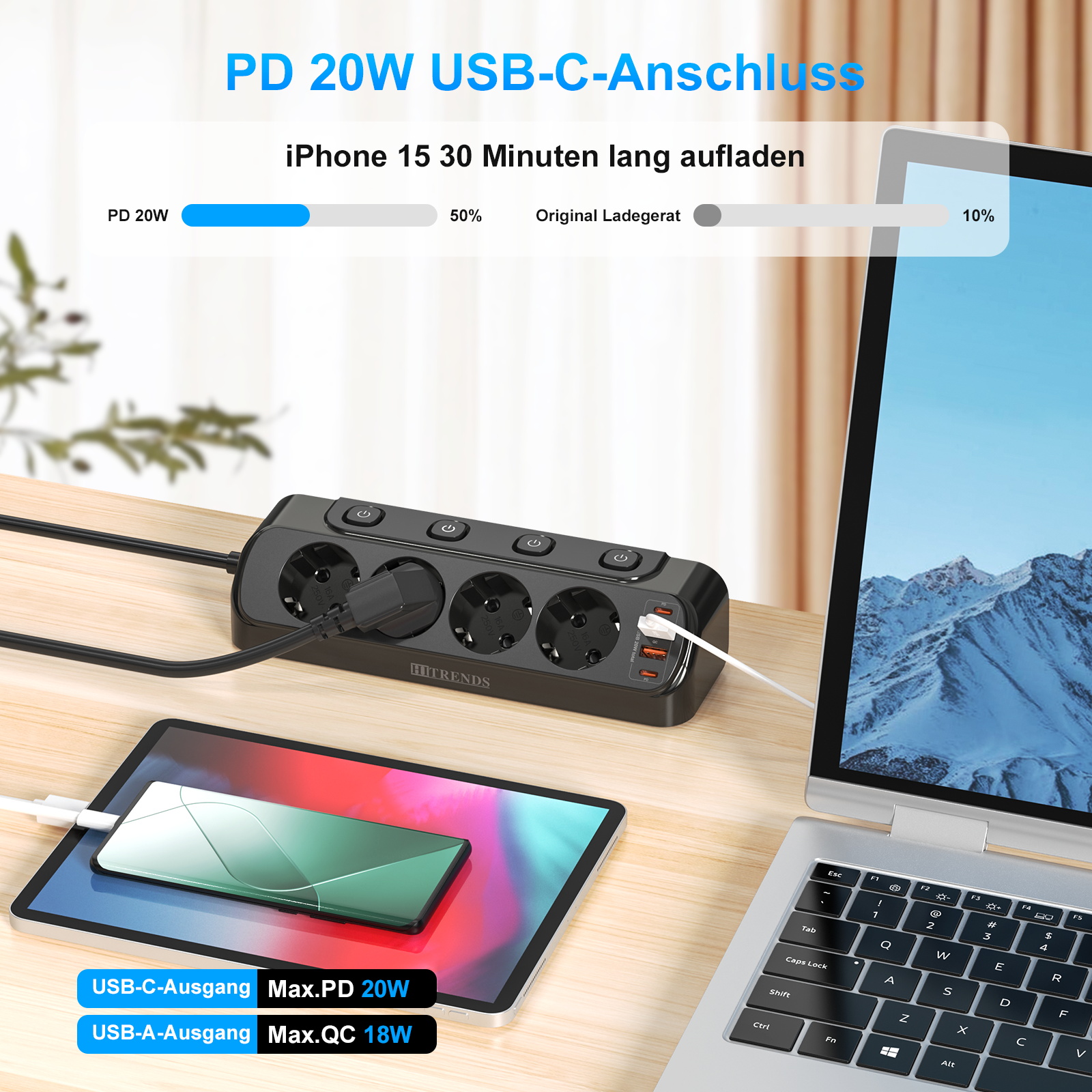 European Desktop Socket multi- - Power Strip Flat recensie en prijs