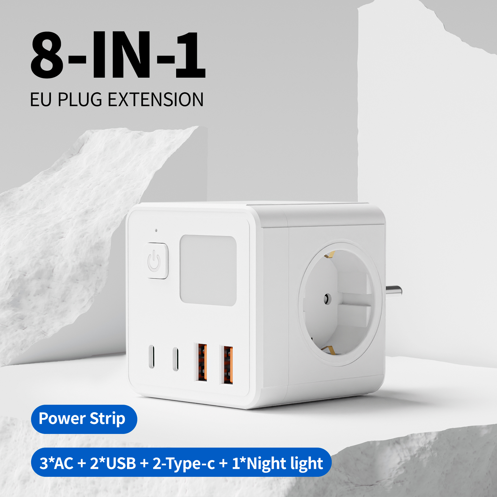1 EU power strip, 3 AC sockets - Power Strip Flat recensie en prijs