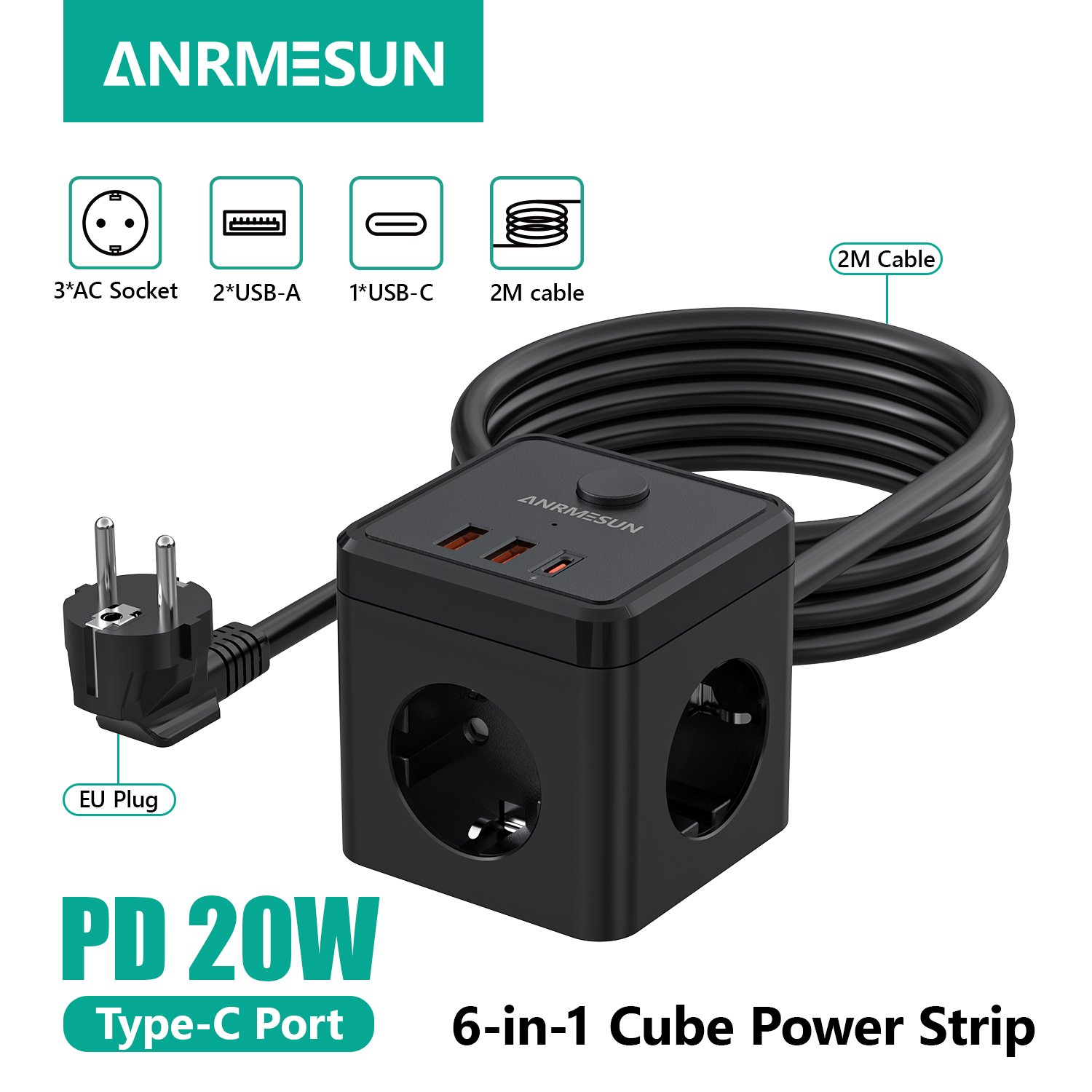 6-in-1 Power Strip Wall Socket - Power Strip Flat recensie en prijs