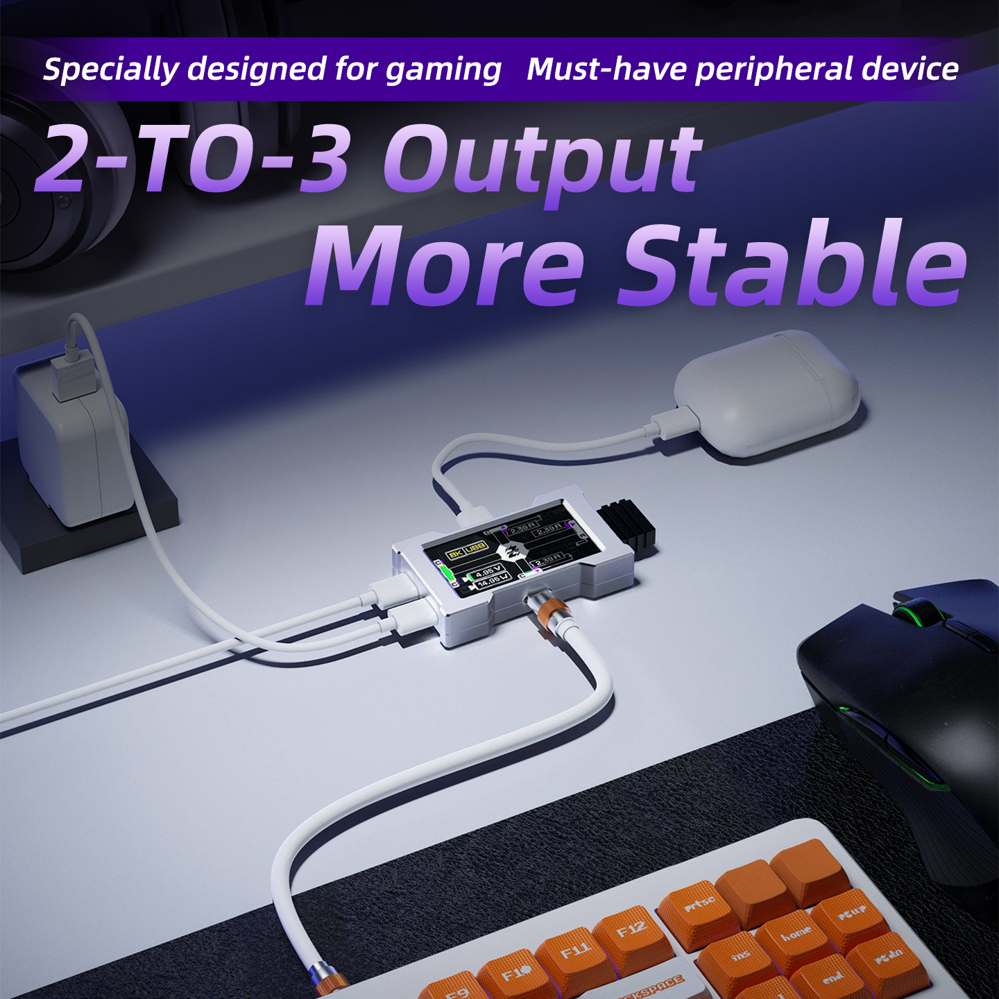 HMHUB Gaming USB Hub - 2-To-3  - Desk Setup Usb Hub recensie en prijs