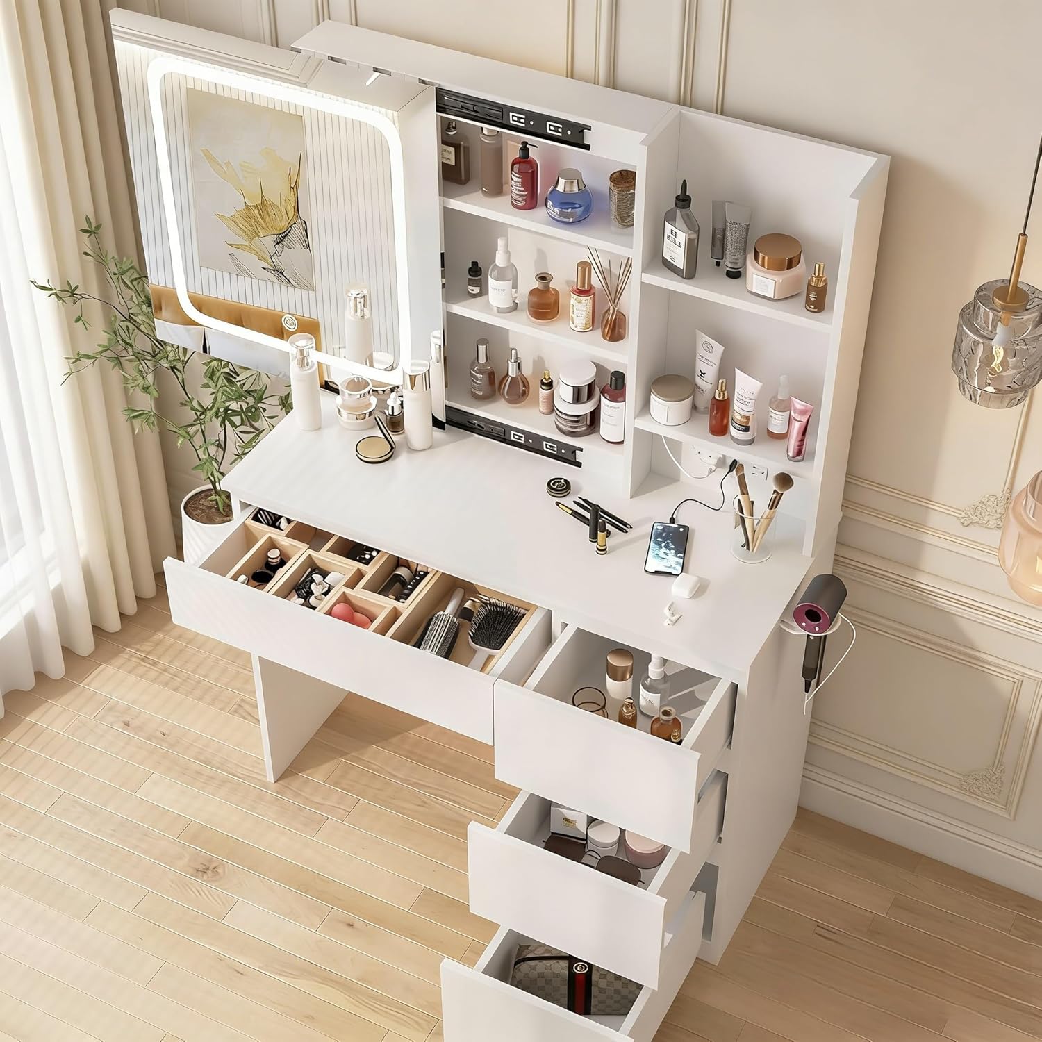 Make Up Vanity Desk with Charg - Desk Vanity Setup recensie en prijs