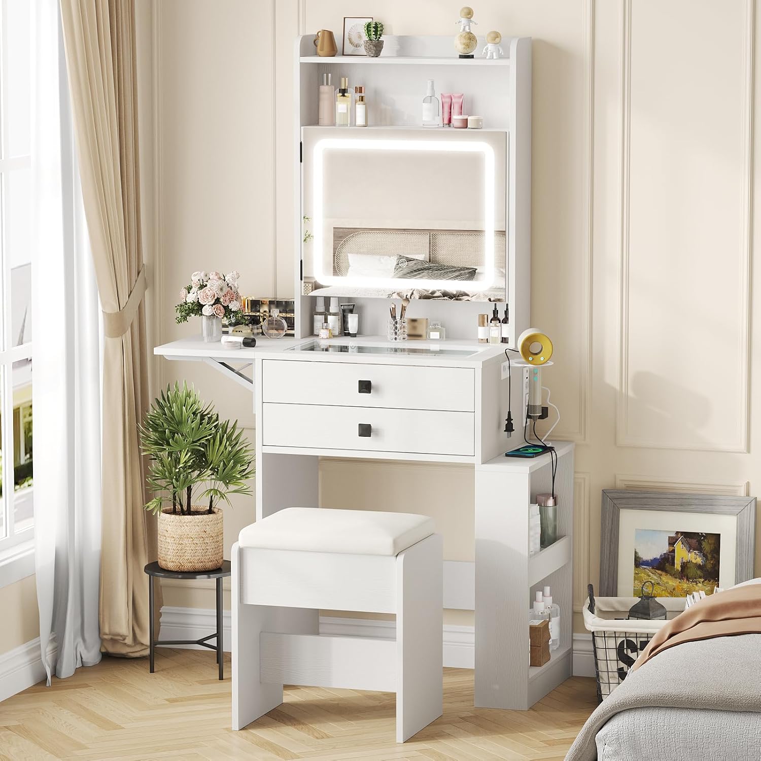 Small Makeup Vanity Desk with  - Desk Vanity Setup recensie en prijs