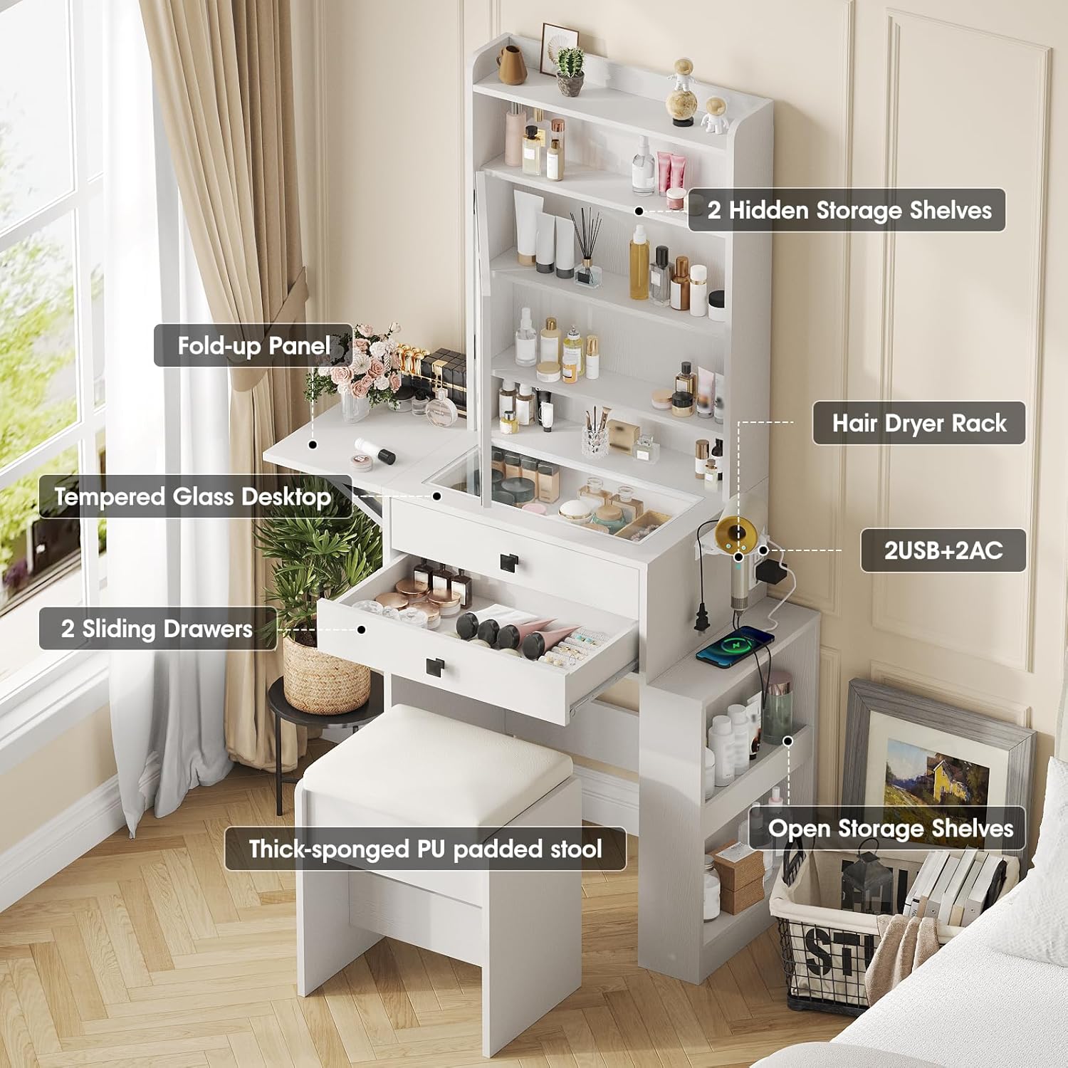 Small Makeup Vanity Desk with  - Desk Vanity Setup recensie en prijs