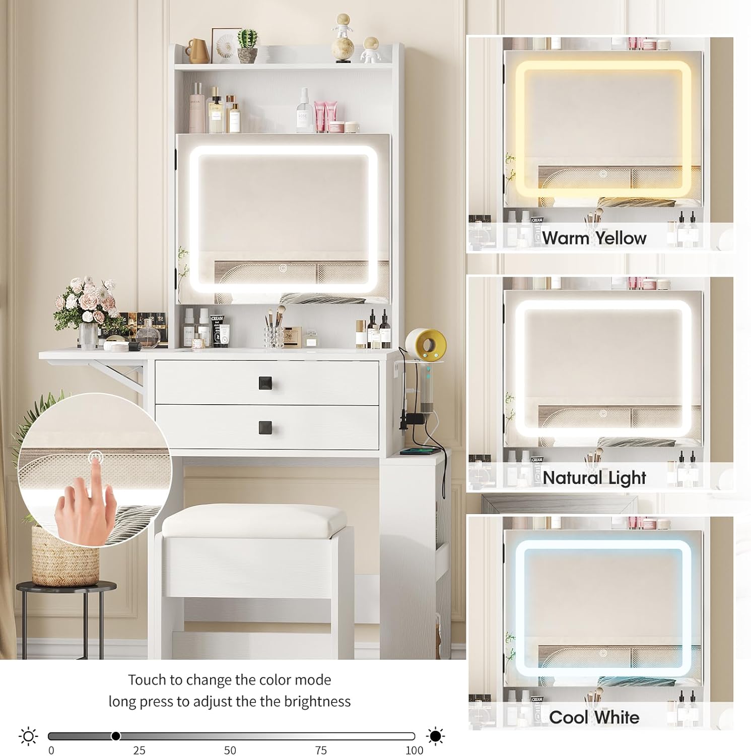 Small Makeup Vanity Desk with  - Desk Vanity Setup recensie en prijs