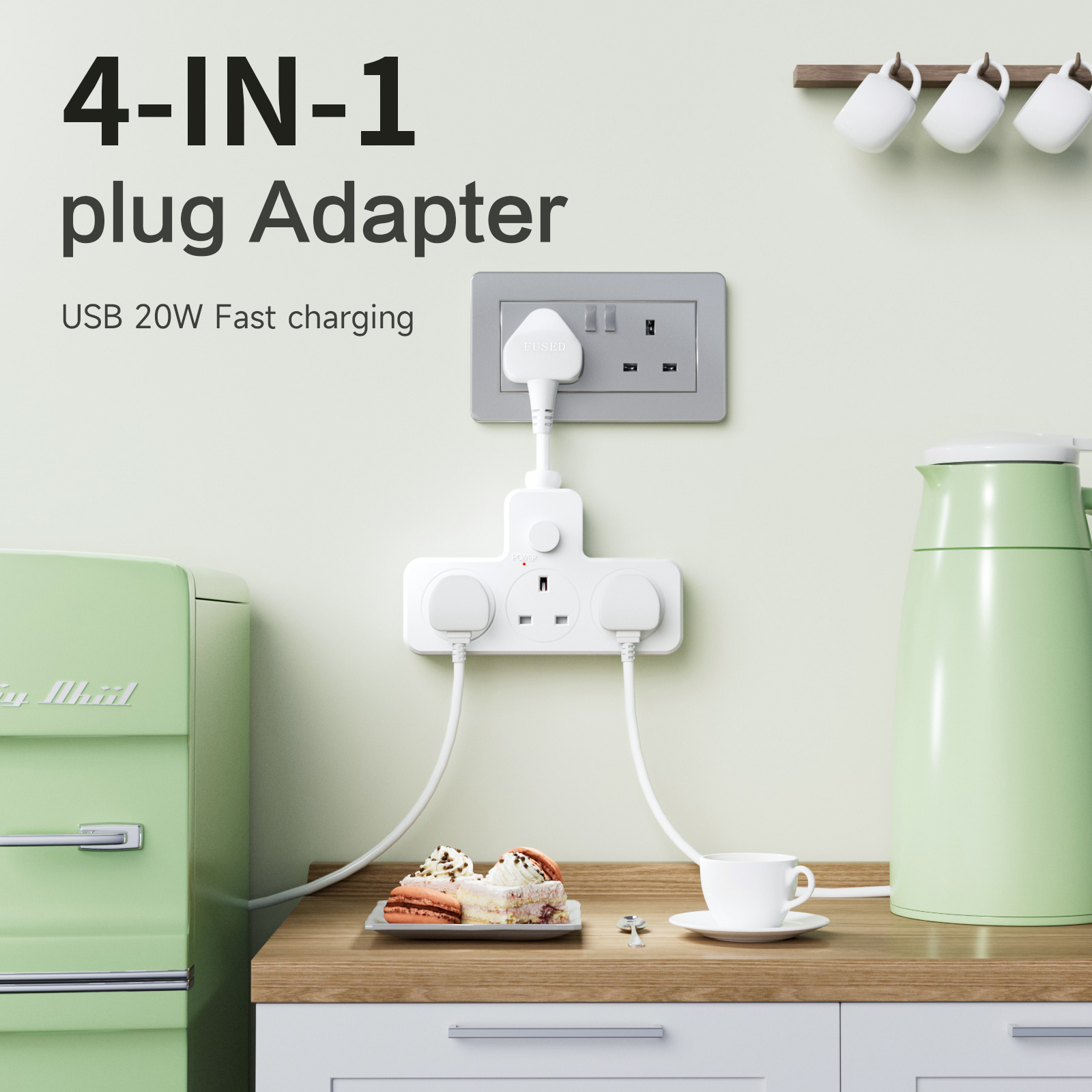 UK Power Plug Wall Outlet 13A  - Power Strip Flat recensie en prijs