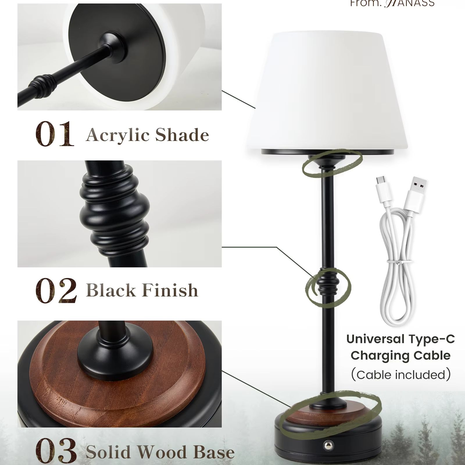 Cordless Table Lamps Set of  5 - Desk Room Setup recensie en prijs