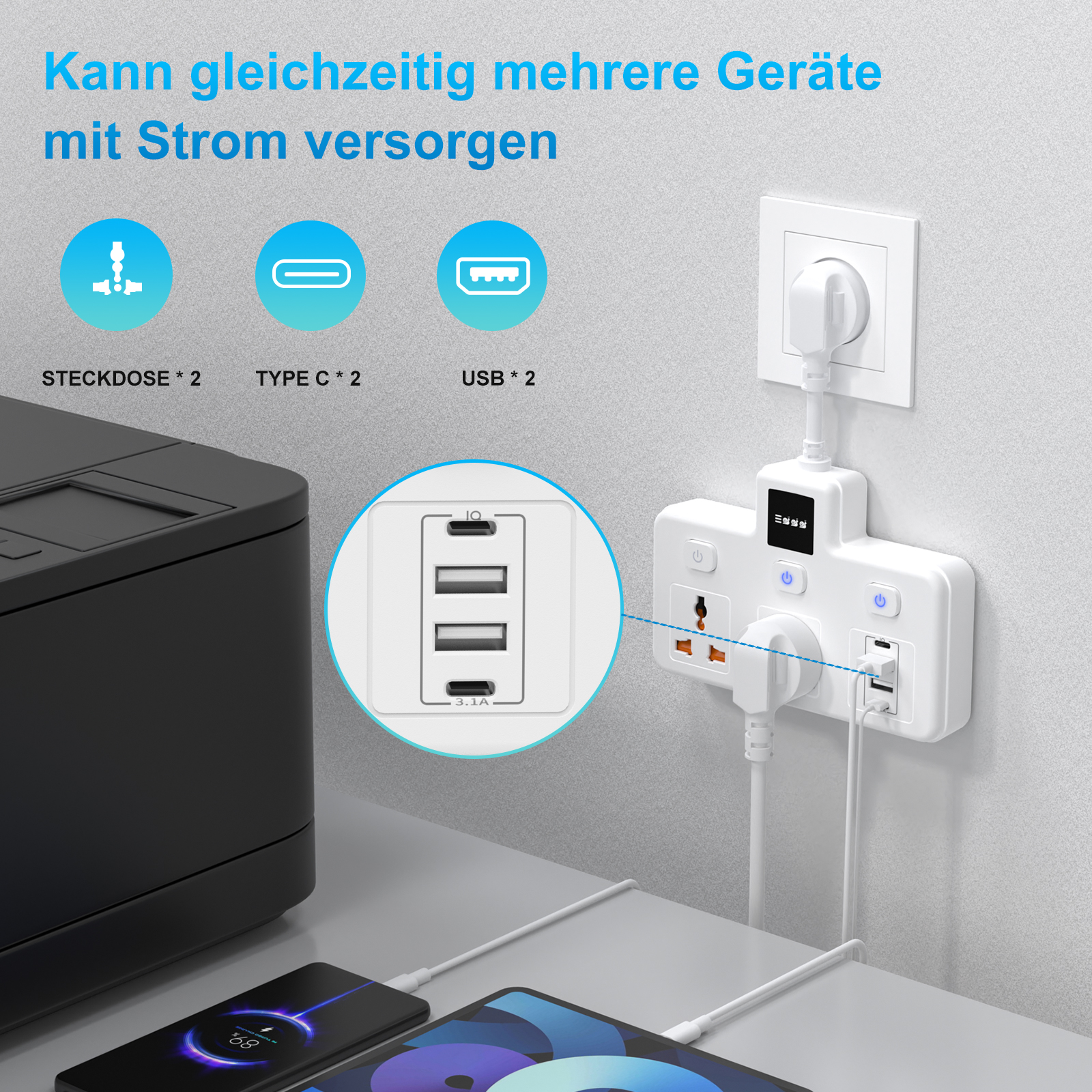 AU plug Universal Outlet Power - Power Strip Flat recensie en prijs