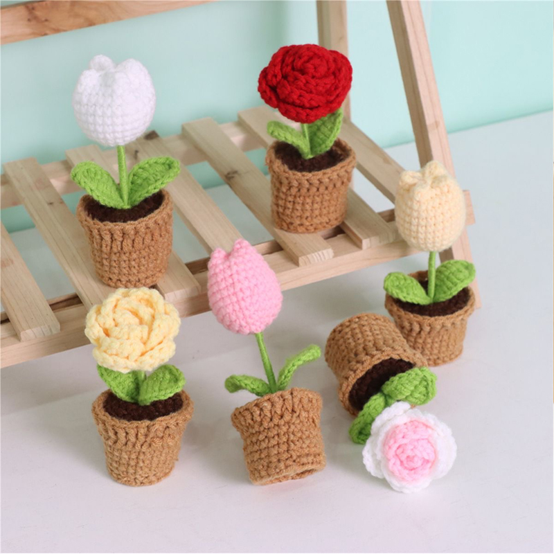 Cute Knitted Flower Plant Kawa - Plant Pot Small Desk recensie en prijs