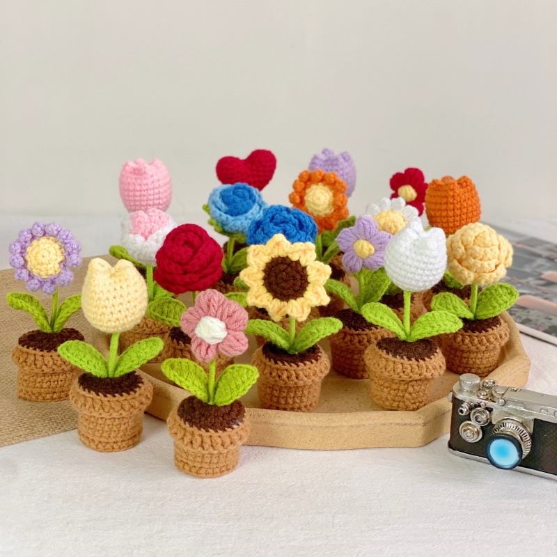 Cute Knitted Flower Plant Kawa - Plant Pot Small Desk recensie en prijs