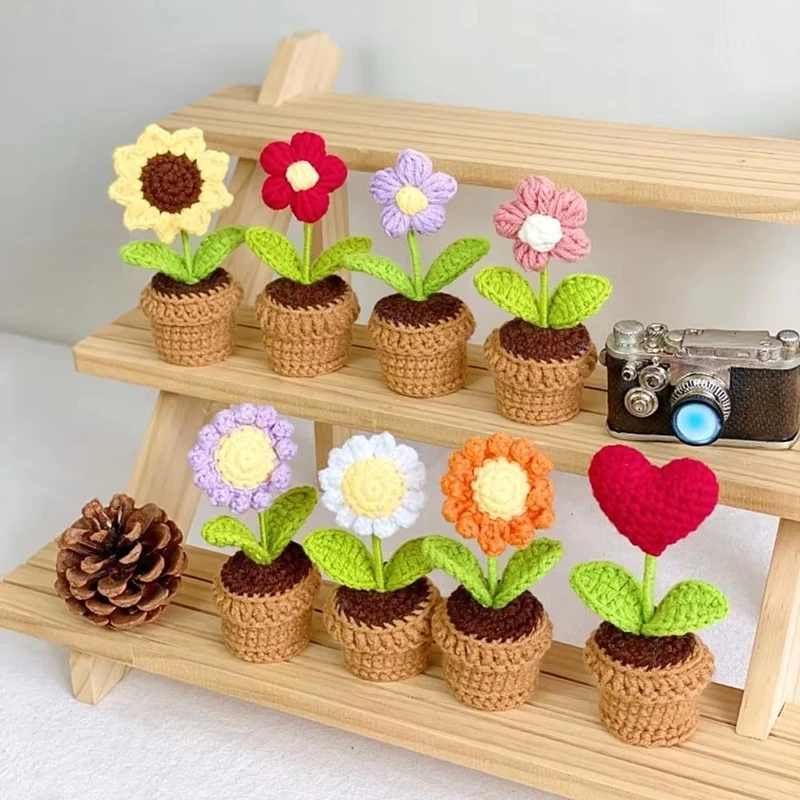 Cute Knitted Flower Plant Kawa - Plant Pot Small Desk recensie en prijs
