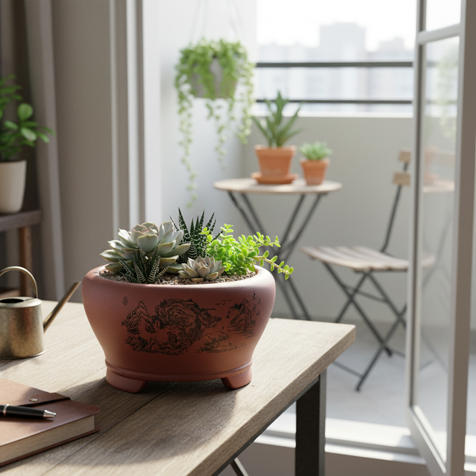Round Sand Ceramic Planter Pot - Plant Pot Small Desk recensie en prijs