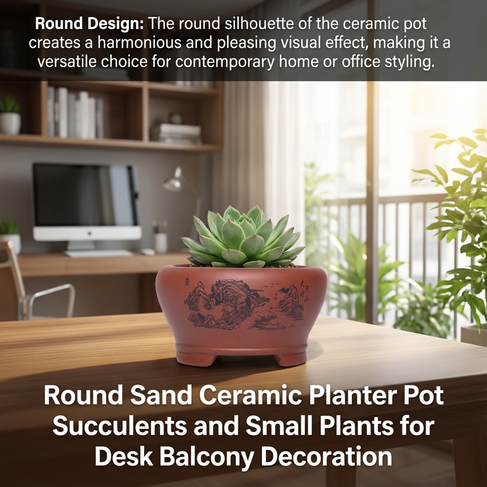 Round Sand Ceramic Planter Pot - Plant Pot Small Desk recensie en prijs