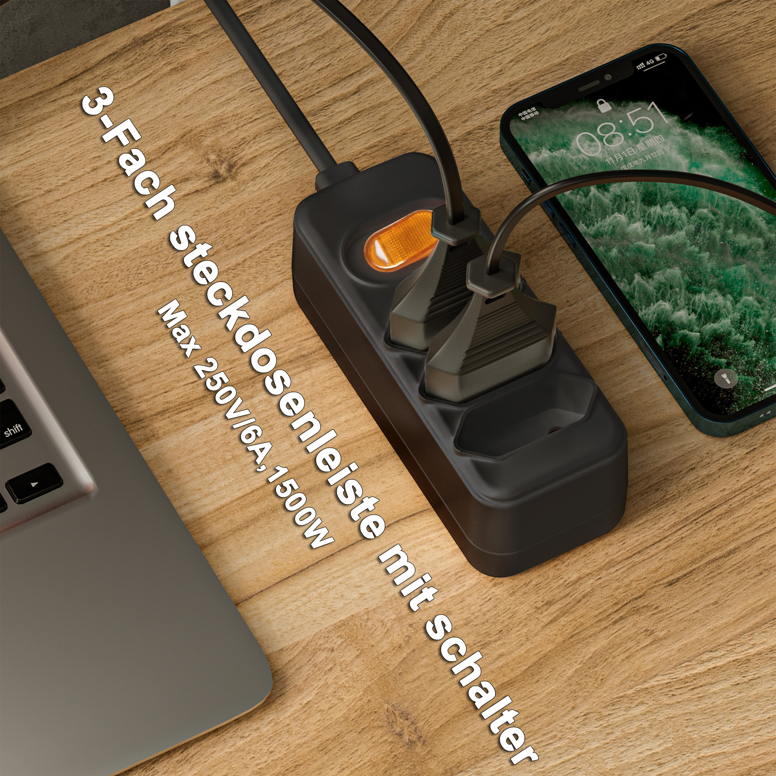 European EU 2 Prong Power Sock - Power Strip Flat recensie en prijs