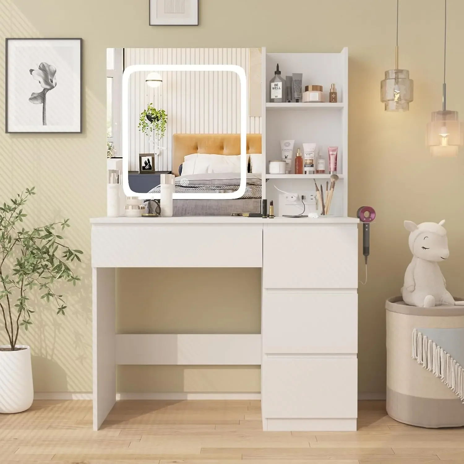 Make Up Vanity Desk with Charg - Desk Vanity Setup recensie en prijs