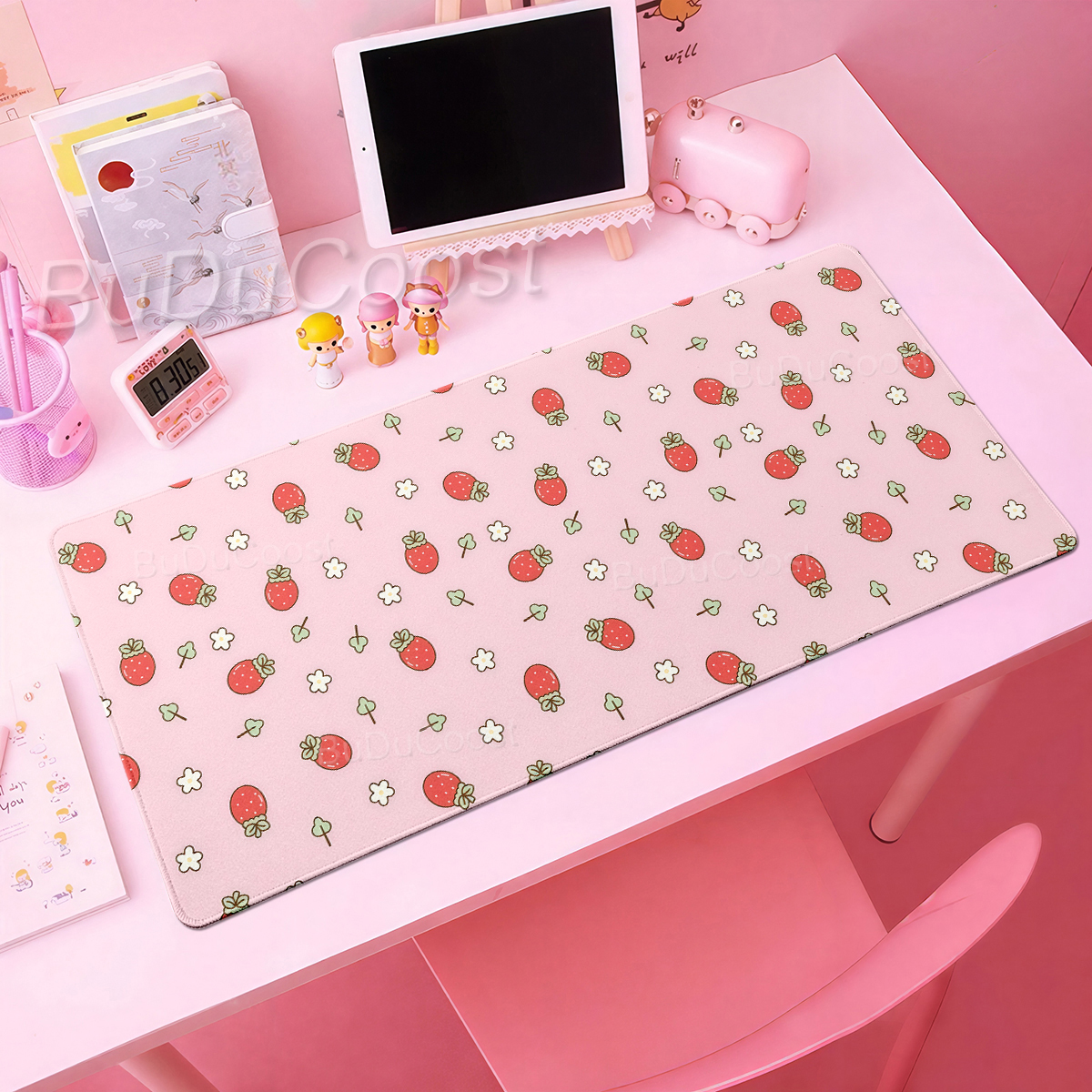 Pink Kawaii Mousepad Strawberr - Desk Setup Accessories Aesthetic recensie en prijs