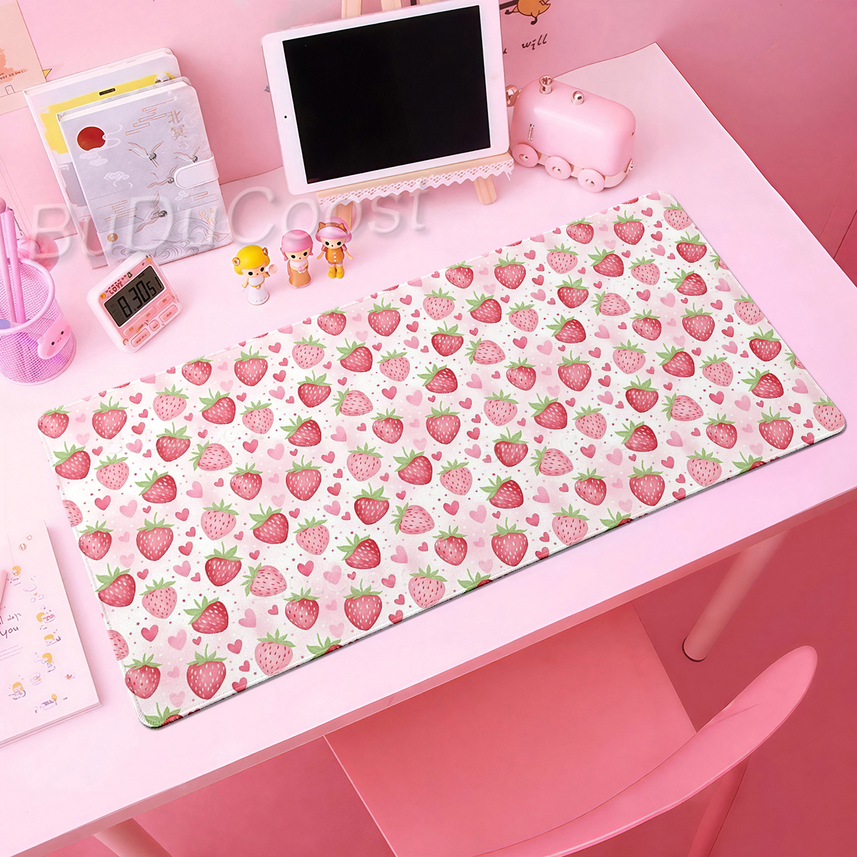 Pink Kawaii Mousepad Strawberr - Desk Setup Accessories Aesthetic recensie en prijs