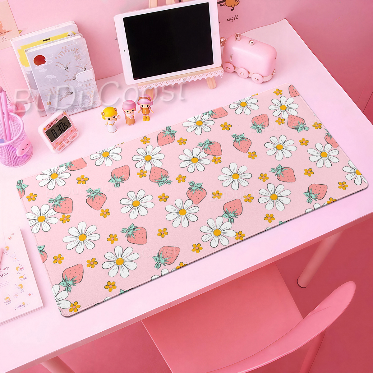 Pink Kawaii Mousepad Strawberr - Desk Setup Accessories Aesthetic recensie en prijs