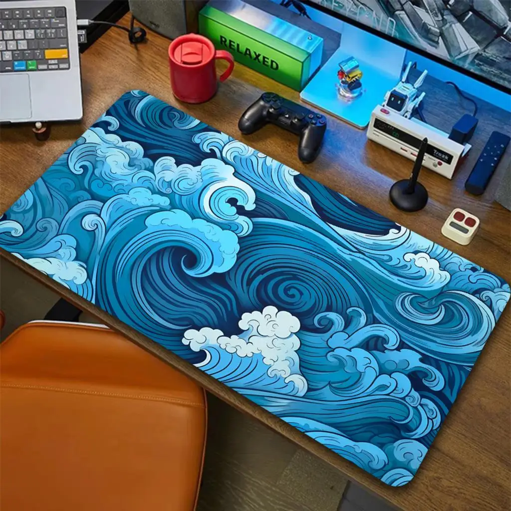 Japanese Blue Waves Mouse Pad  - Desk Setup Japan recensie en prijs