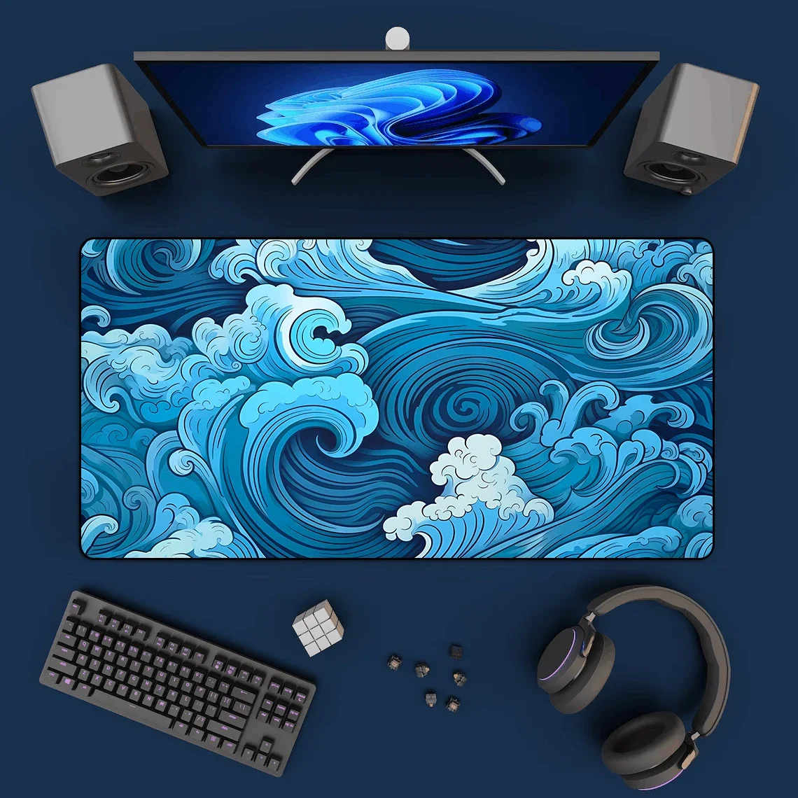 Japanese Blue Waves Mouse Pad  - Desk Setup Japan recensie en prijs