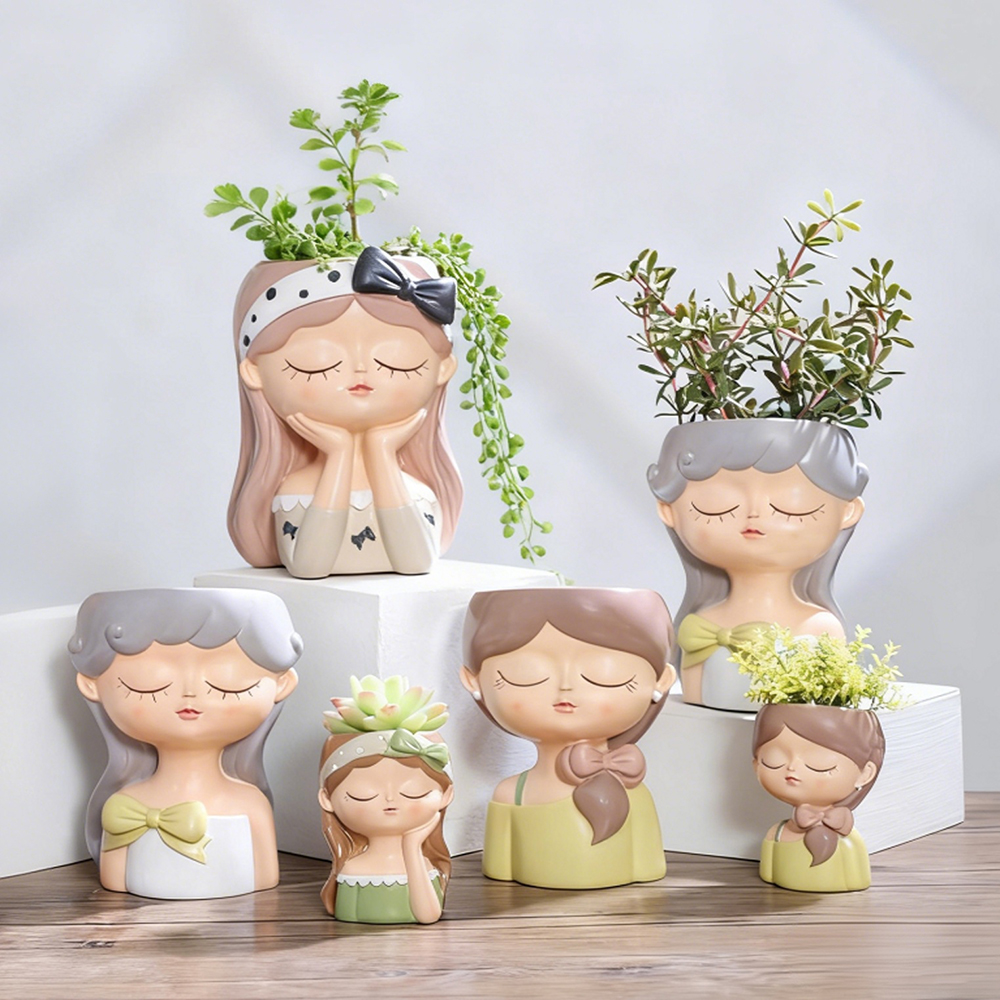 Cute Girl Small Plant Pot Resi - Plant Pot Small Desk recensie en prijs