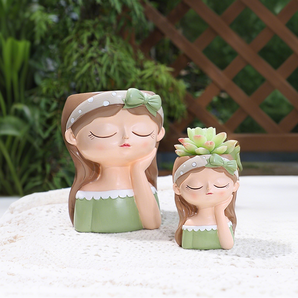 Cute Girl Small Plant Pot Resi - Plant Pot Small Desk recensie en prijs