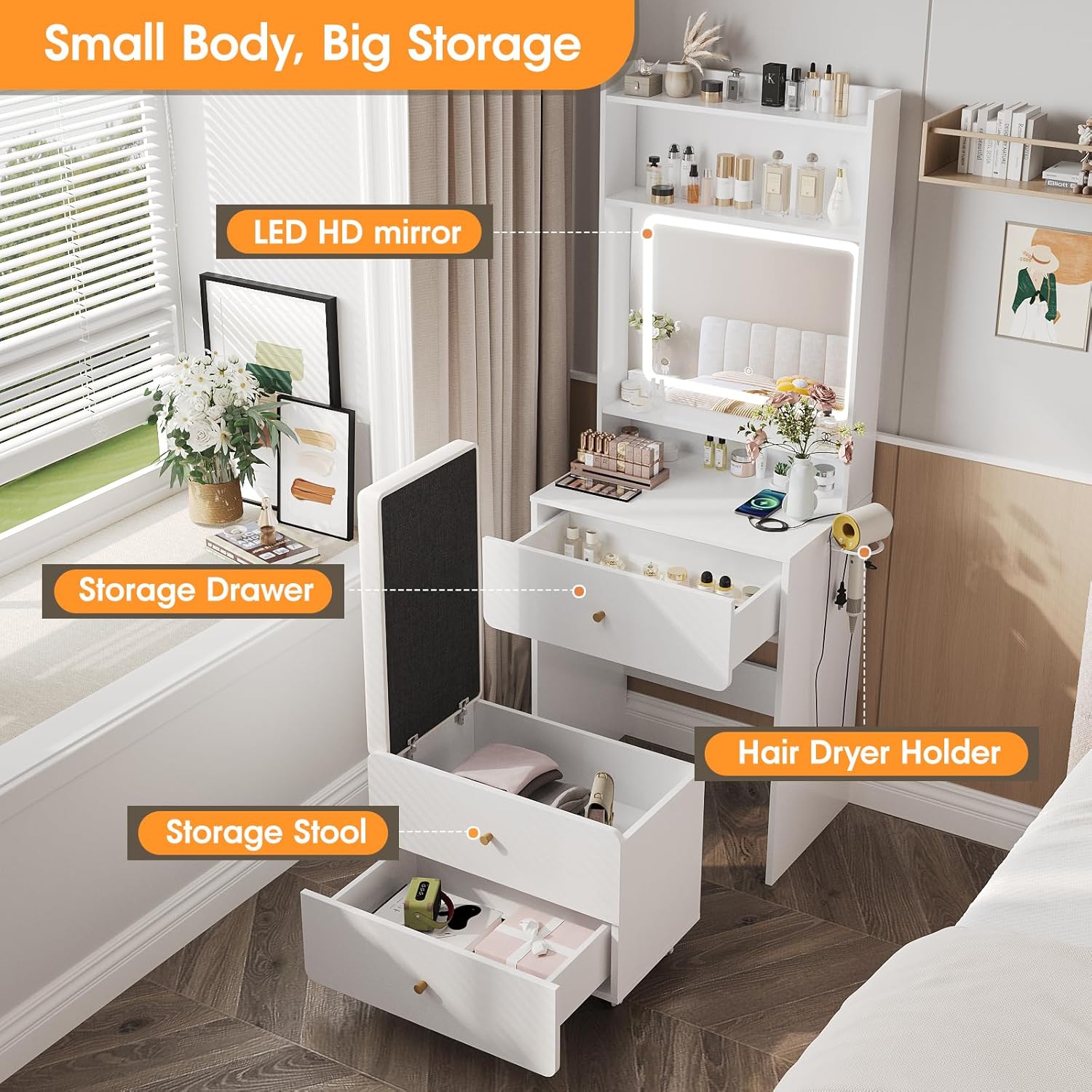 Make Up Vanity Desk with Mirro - Desk Vanity Setup recensie en prijs