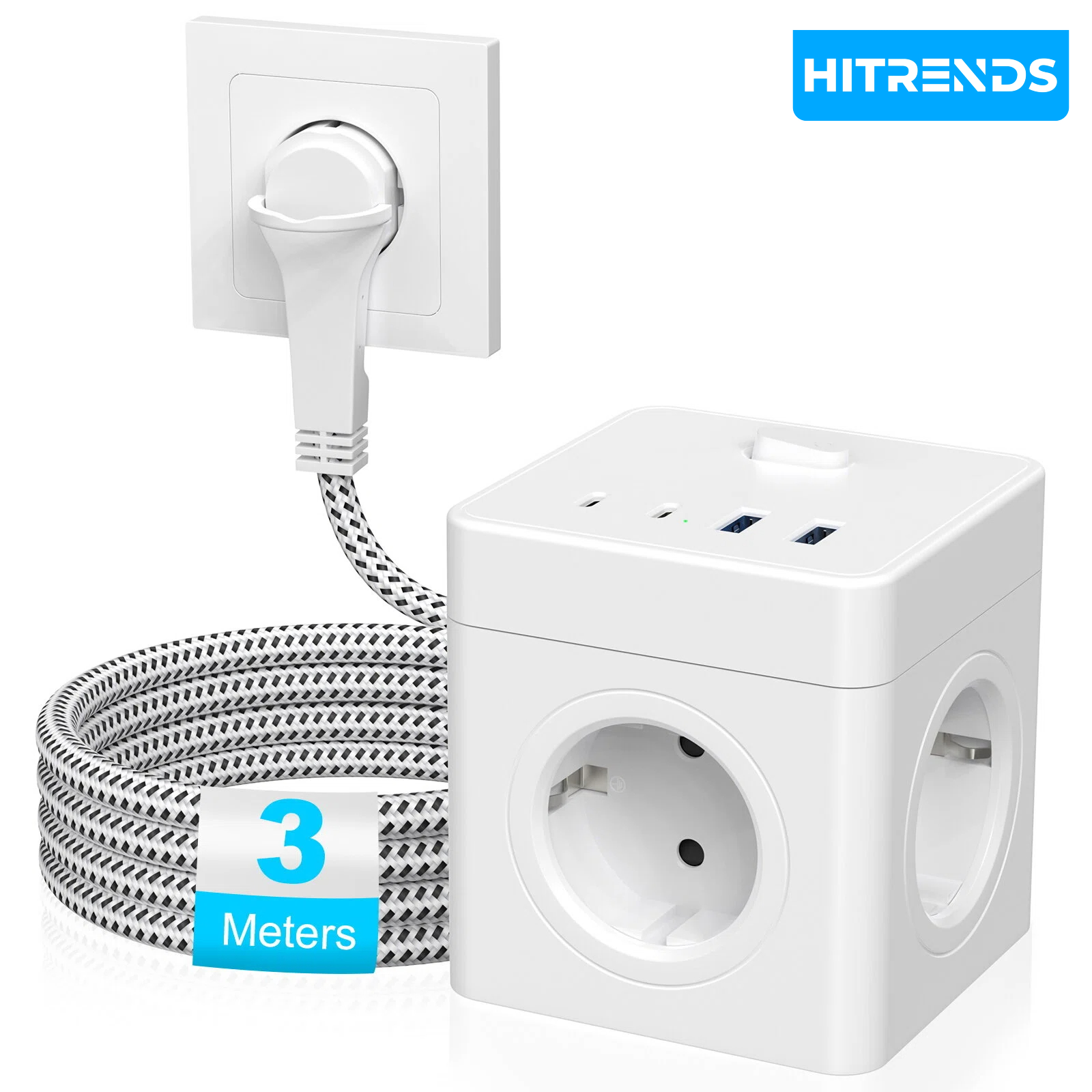 HITRENDS 8-in-1 Cube Socket, 3 - Power Strip Flat recensie en prijs