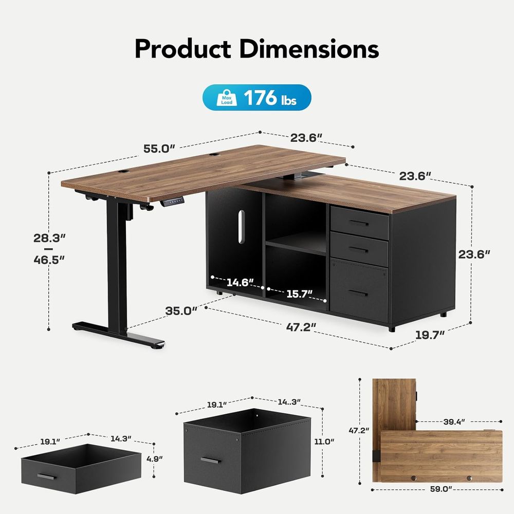 55 Inch L Shaped Standing Desk - L Shaped Desk Setup recensie en prijs