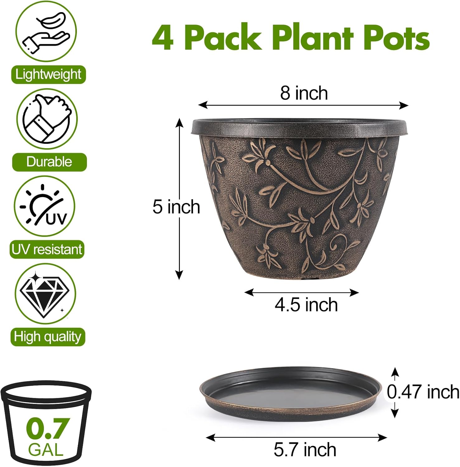 8 Inch Plant Pots with Drainag - Plant Pot Small Desk recensie en prijs